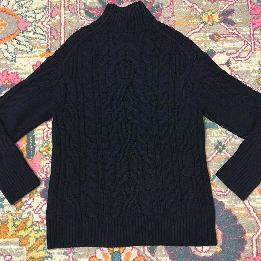 Vince Oversized Cable-Knit Wool Blend Sweater in Coastal Navy New Size Small